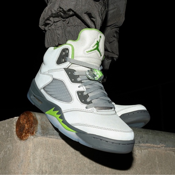 Jordan 5 Retro Sneakers in Gray and Green - Picture 1 of 9